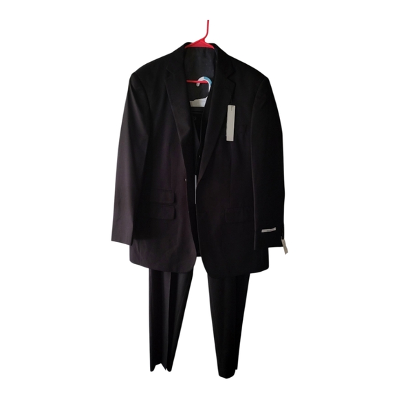 Perry Ellis Portfolio Black Stiped Men's 3 Piece Suit 42R $400msrp‎